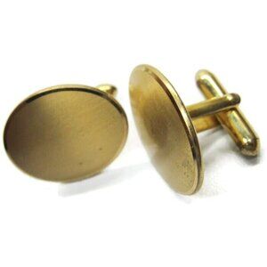 Swank Gold-Tone Brushed Oval Cufflinks Tux Shirt Dress Suit Vintage